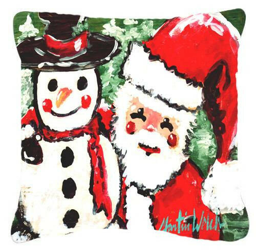 Friends Snowman and Santa Claus Canvas Fabric Decorative Pillow MW1167PW1414 by Caroline&#39;s Treasures