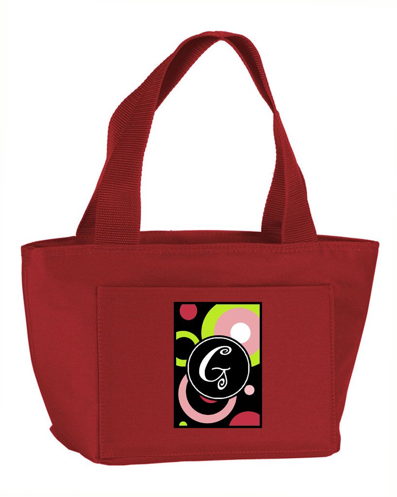 Letter G Monogram - Retro in Black Zippered Insulated School Washable and Stylish Lunch Bag Cooler AM1002-G-RD-8808 by Caroline&#39;s Treasures
