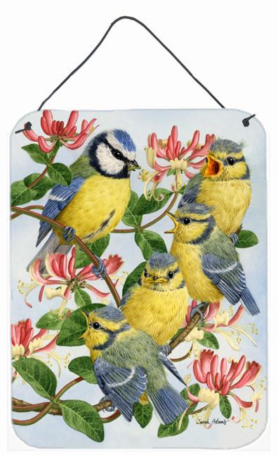 Eurasian Blue Tits at feeding time Wall or Door Hanging Prints ASA2081DS1216 by Caroline's Treasures