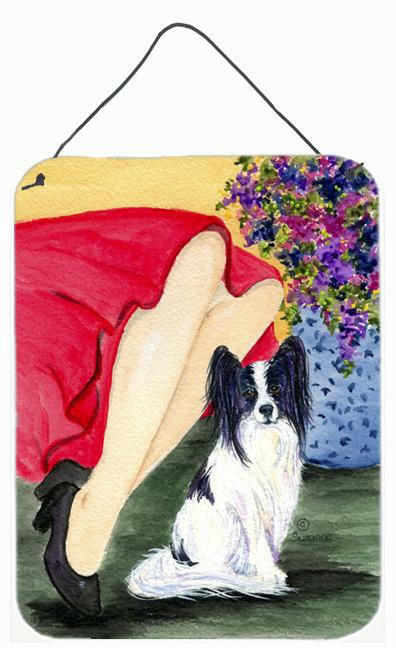 Lady with her Papillon Aluminium Metal Wall or Door Hanging Prints by Caroline's Treasures
