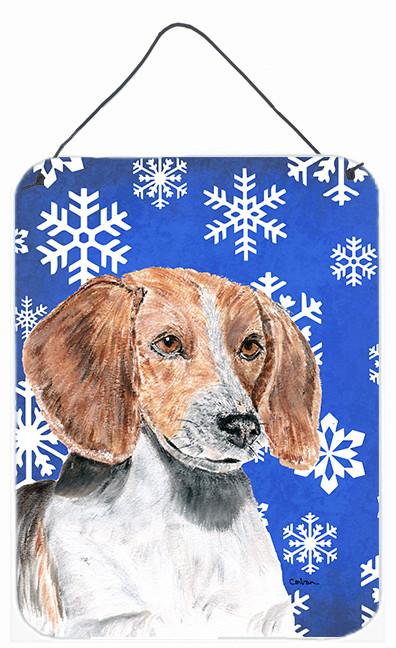 English Foxhound Blue Snowflake Winter Wall or Door Hanging Prints by Caroline&#39;s Treasures