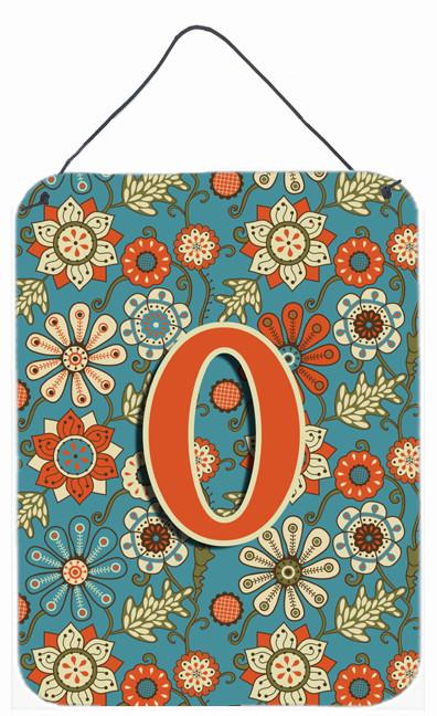Letter O Flowers Retro Blue Wall or Door Hanging Prints CJ2012-ODS1216 by Caroline&#39;s Treasures