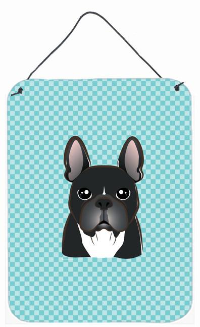 Checkerboard Blue French Bulldog Wall or Door Hanging Prints BB1165DS1216 by Caroline&#39;s Treasures