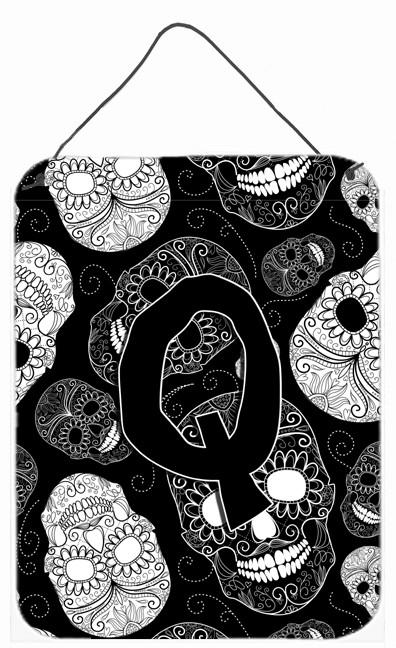Letter Q Day of the Dead Skulls Black Wall or Door Hanging Prints CJ2008-QDS1216 by Caroline&#39;s Treasures