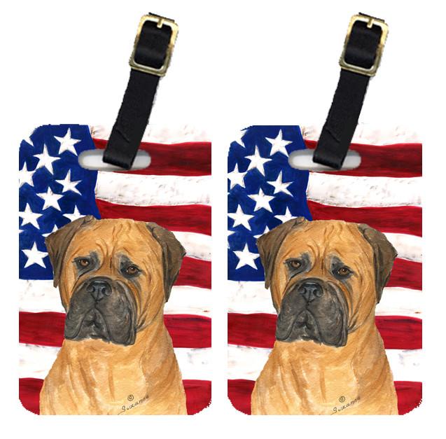 Pair of USA American Flag with Bullmastiff Luggage Tags SS4001BT by Caroline&#39;s Treasures