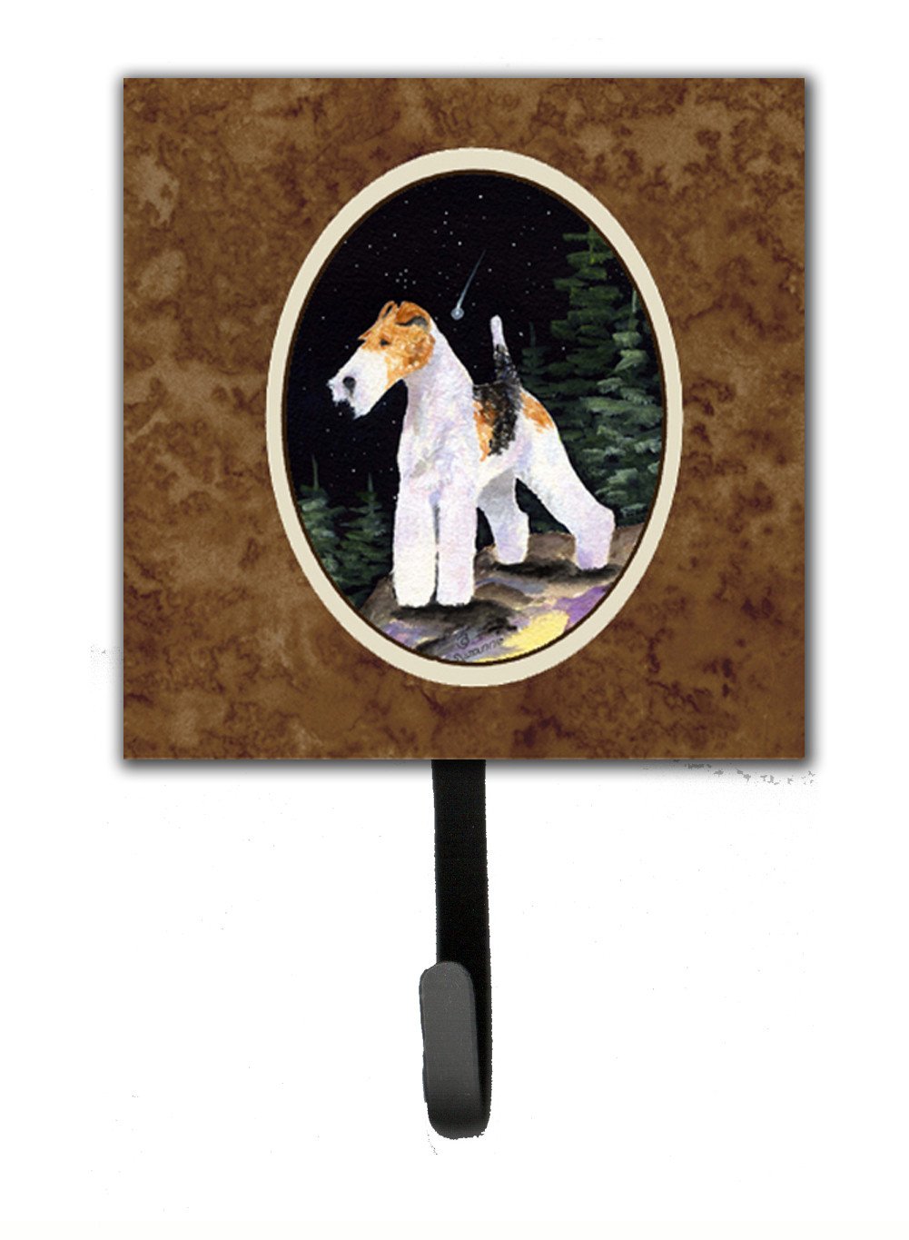 Starry Night Fox Terrier Leash Holder or Key Hook by Caroline&#39;s Treasures