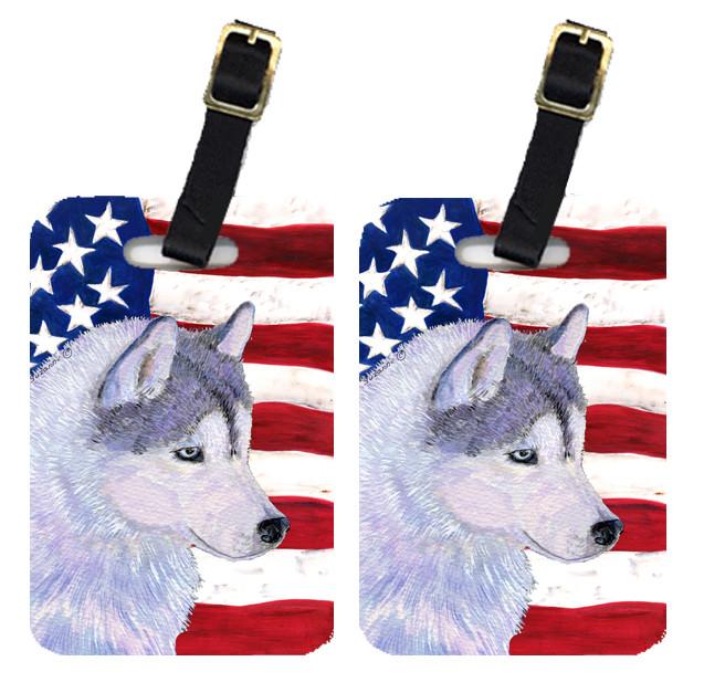 Pair of USA American Flag with Siberian Husky Luggage Tags SS4220BT by Caroline&#39;s Treasures