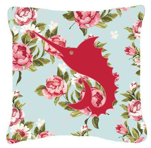 Fish - Sword Fish Shabby Chic Blue Roses Canvas Fabric Decorative Pillow BB1097 - the-store.com