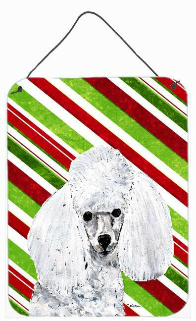 White Toy Poodle Candy Cane Christmas Wall or Door Hanging Prints SC9797DS1216 by Caroline&#39;s Treasures