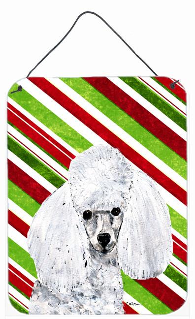 White Toy Poodle Candy Cane Christmas Wall or Door Hanging Prints SC9797DS1216 by Caroline's Treasures