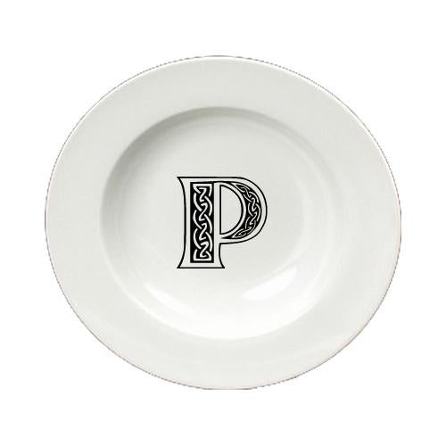 Letter P Initial Monogram Celtic Round Ceramic White Soup Bowl CJ1059-P-SBW-825 by Caroline&#39;s Treasures