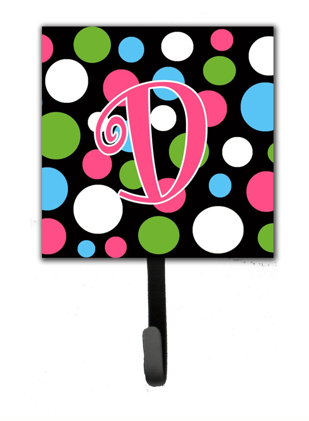 Letter D Initial Monogram - Polkadots and Pink Leash Holder or Key Hook by Caroline's Treasures
