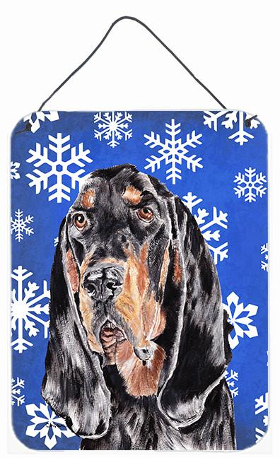 Coonhound Blue Snowflake Winter Aluminium Metal Wall or Door Hanging Prints by Caroline&#39;s Treasures