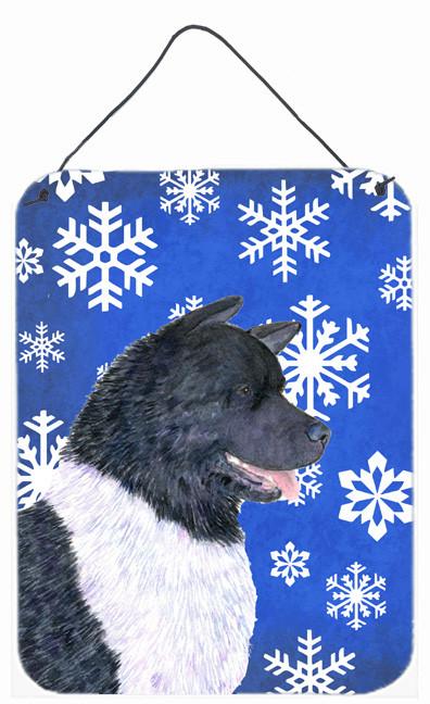 Akita Winter Snowflakes Holiday Aluminium Metal Wall or Door Hanging Prints by Caroline&#39;s Treasures