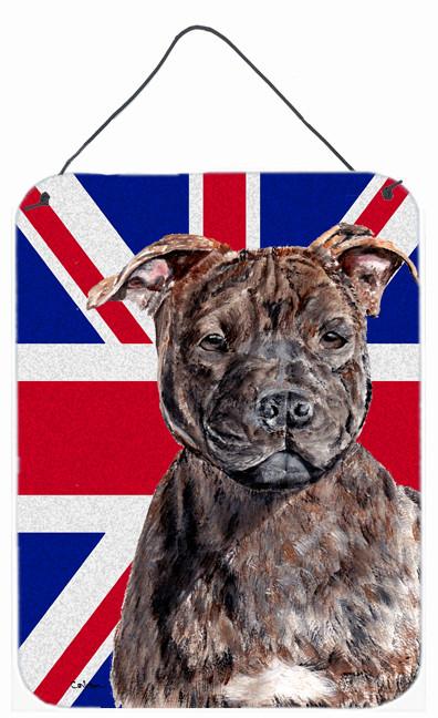 Staffordshire Bull Terrier Staffie with English Union Jack British Flag Wall or Door Hanging Prints SC9882DS1216 by Caroline&#39;s Treasures