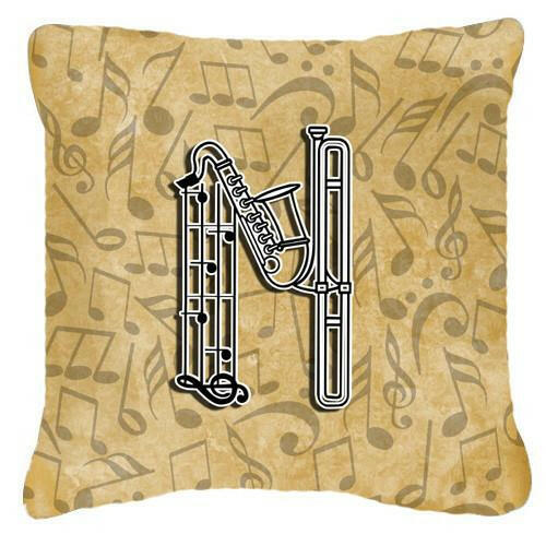Letter N Musical Instrument Alphabet Canvas Fabric Decorative Pillow CJ2004-NPW1414 by Caroline&#39;s Treasures