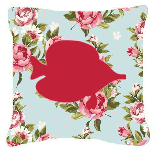 Fish - Tang Fish Shabby Chic Blue Roses   Canvas Fabric Decorative Pillow - the-store.com
