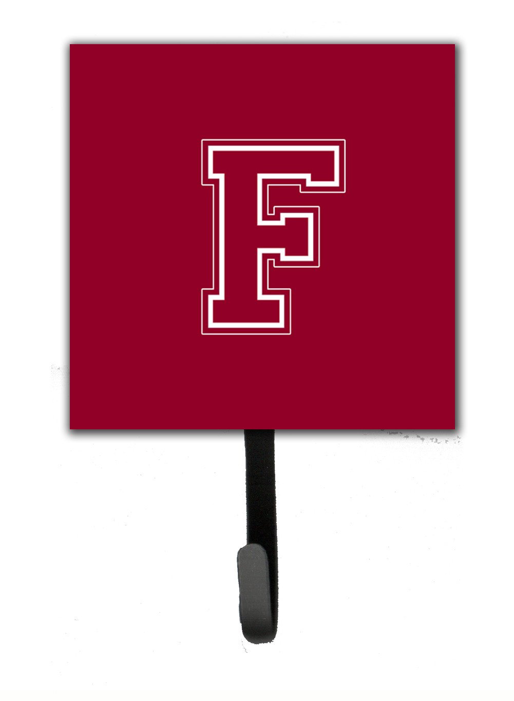 Letter F Initial Monogram - Maroon and White Leash Holder or Key Hook by Caroline's Treasures
