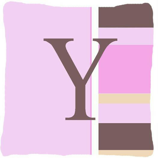 Letter Y Initial Monogram - Pink Stripes Decorative   Canvas Fabric Pillow - the-store.com