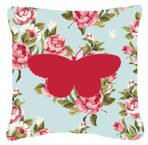 Butterfly Shabby Chic Blue Roses   Canvas Fabric Decorative Pillow BB1052 - the-store.com