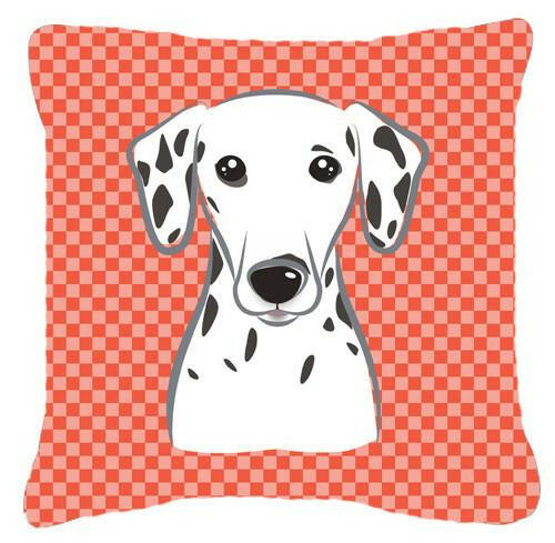 Red Checkered Dalmatian   Canvas Fabric Decorative Pillow BB1131PW1414 - the-store.com