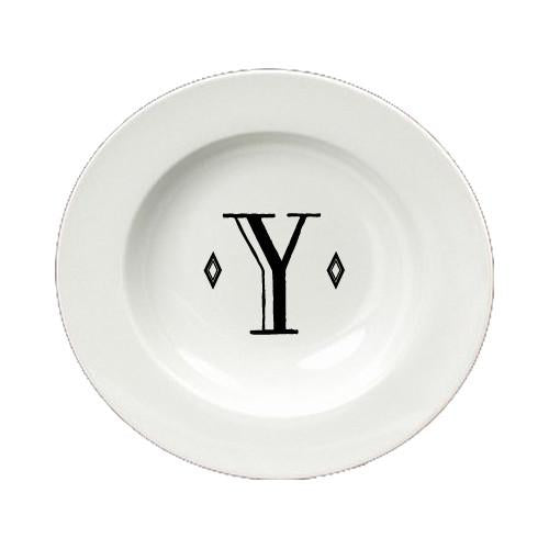 Letter Y Initial Monogram Retro Round Ceramic White Soup Bowl CJ1058-Y-SBW-825 by Caroline&#39;s Treasures
