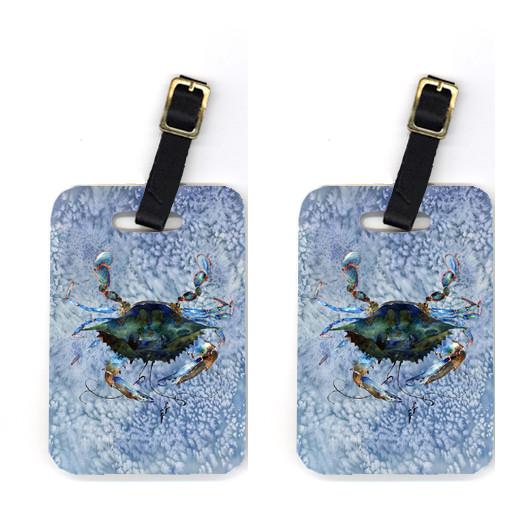 Caroline's Treasures Crab Luggage Tags – Set of 2 Durable Bag Tags with Straps