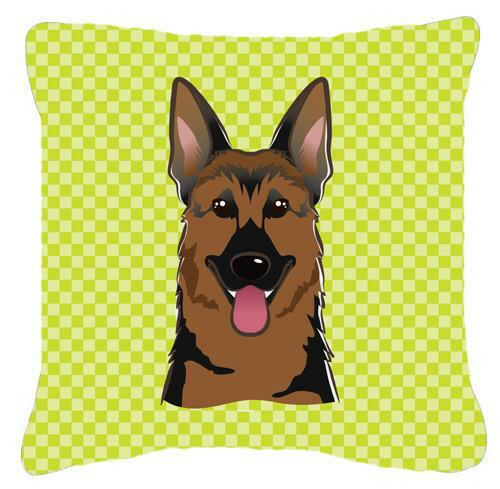 Checkerboard Lime Green German Shepherd Canvas Fabric Decorative Pillow BB1273PW1414 - the-store.com