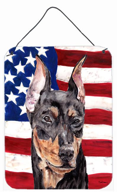 German Pinscher with American Flag USA Wall or Door Hanging Prints SC9644DS1216 by Caroline&#39;s Treasures