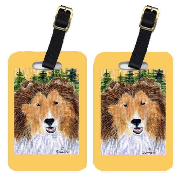 Caroline's Treasures Sheltie Luggage Tags – Set of 2 Durable Bag Tags with Straps
