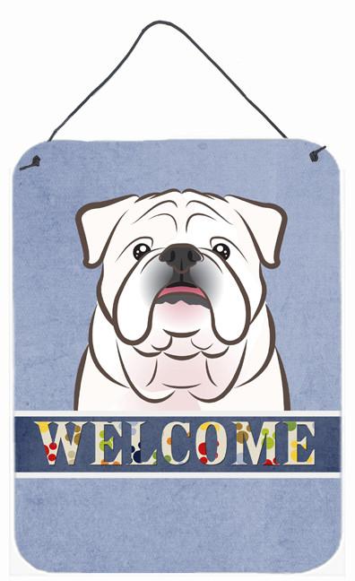 White English Bulldog  Welcome Wall or Door Hanging Prints BB1406DS1216 by Caroline's Treasures