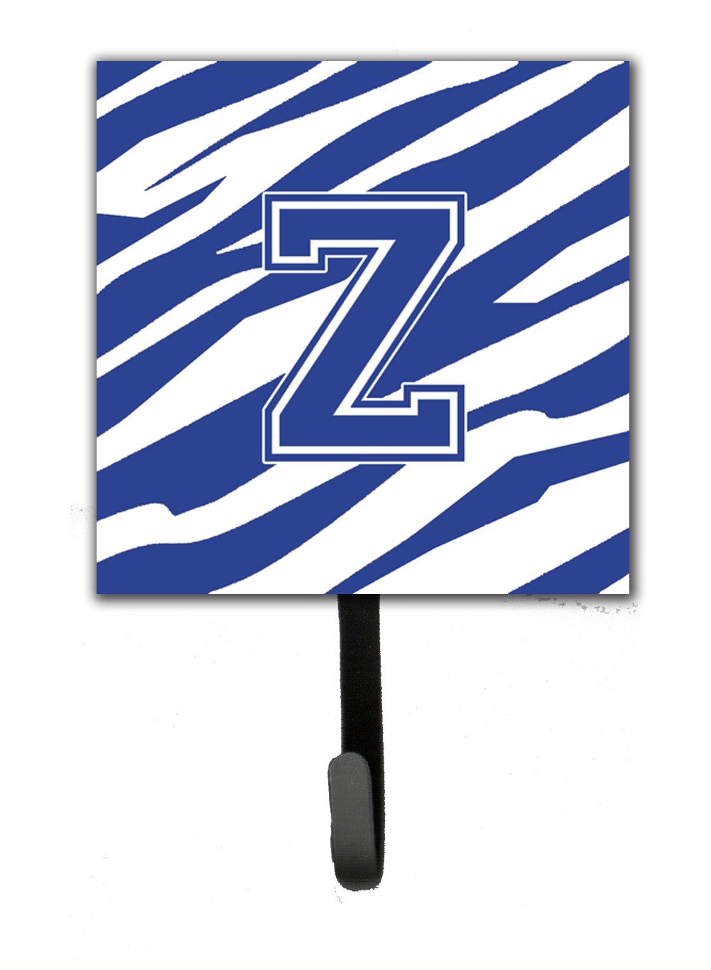 Letter Z Initial Tiger Stripe Blue and White Leash Holder or Key Hook by Caroline's Treasures