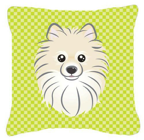 Checkerboard Lime Green Pomeranian Canvas Fabric Decorative Pillow BB1269PW1414 - the-store.com