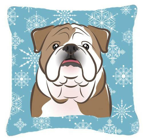 Snowflake English Bulldog  Fabric Decorative Pillow BB1653PW1414 - the-store.com