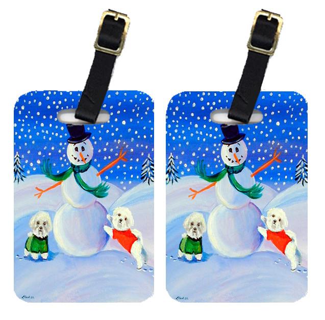 Snowman with a Bichon Frise Luggage Tags Pair of 2 by Caroline&#39;s Treasures