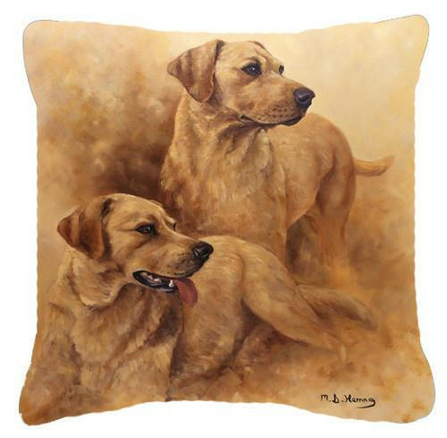 Yellow Labs by Michael Herring Canvas Decorative Pillow HMHE0182PW1414 by Caroline's Treasures