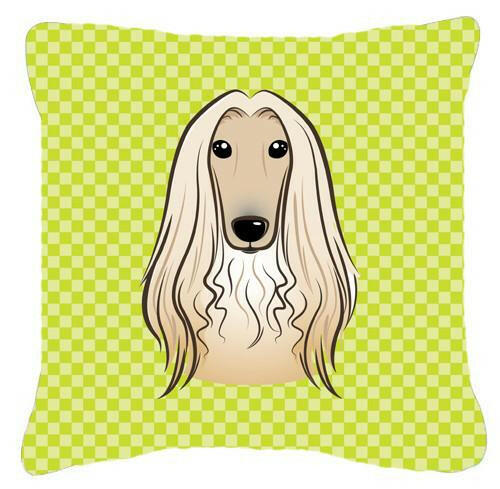 Checkerboard Lime Green Afghan Hound Canvas Fabric Decorative Pillow BB1306PW1414 - the-store.com