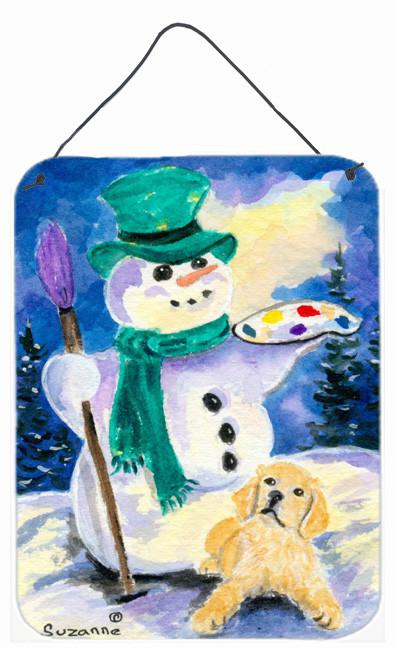 Snowman with Golden Retriever Aluminium Metal Wall or Door Hanging Prints by Caroline&#39;s Treasures