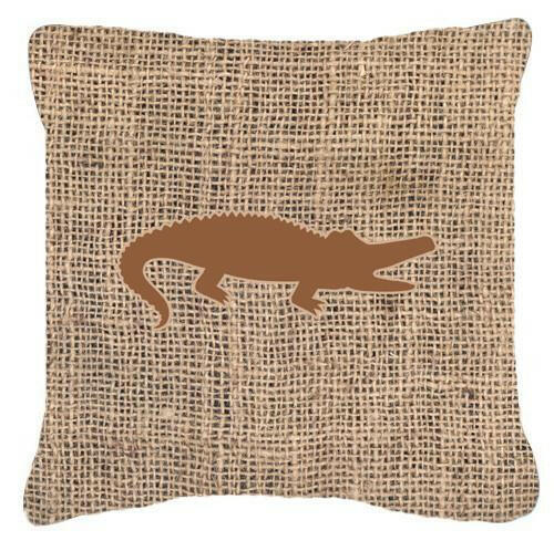 Alligator Burlap and Brown   Canvas Fabric Decorative Pillow BB1120 - the-store.com