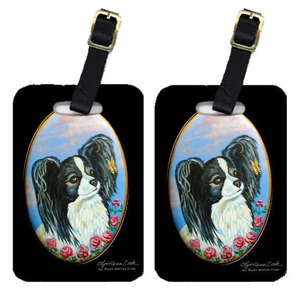Pair of 2 Papillon Luggage Tags by Caroline's Treasures