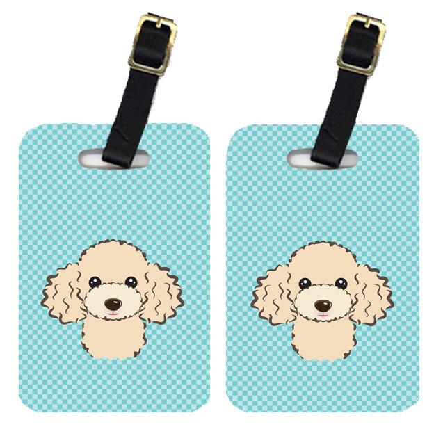 Pair of Checkerboard Blue Buff Poodle Luggage Tags BB1196BT by Caroline&#39;s Treasures