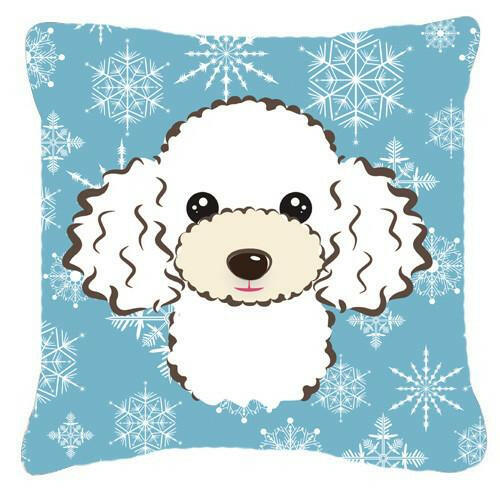 Snowflake White Poodle Fabric Decorative Pillow BB1691PW1414 - the-store.com