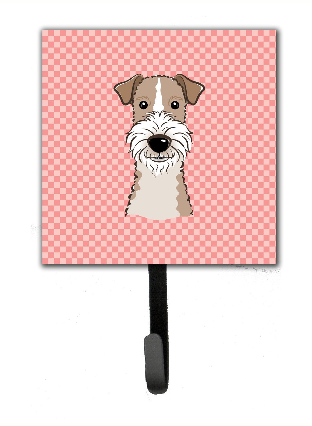 Checkerboard Pink Wire Haired Fox Terrier Leash or Key Holder BB1247SH4 by Caroline&#39;s Treasures
