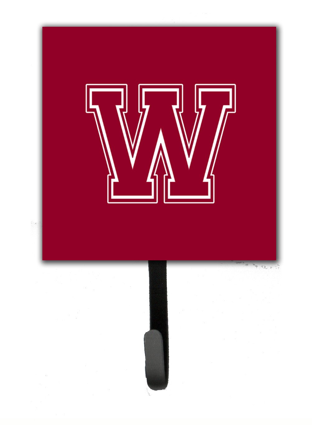 Letter W Initial Monogram - Maroon and White Leash Holder or Key Hook by Caroline's Treasures