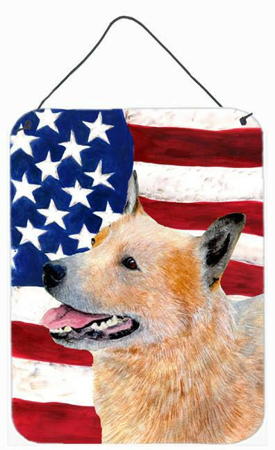 USA American Flag with Australian Cattle Dog Wall or Door Hanging Prints by Caroline's Treasures