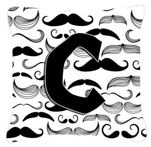 Letter C Moustache Initial Canvas Fabric Decorative Pillow CJ2009-CPW1414 by Caroline&#39;s Treasures