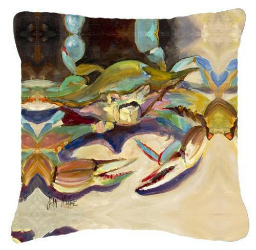 Crab tailfin Crab Canvas Fabric Decorative Pillow JMK1259PW1414 by Caroline&#39;s Treasures