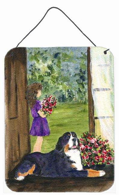 Little Girl with her Bernese Mountain Dog Wall or Door Hanging Prints by Caroline's Treasures