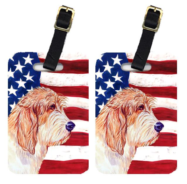 Pair of USA American Flag with Petit Basset Griffon Vendeen Luggage Tags by Caroline&#39;s Treasures