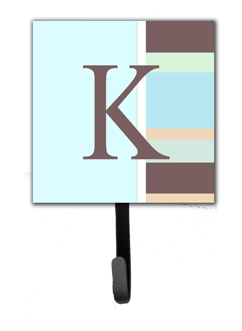 Letter K Initial Monogram - Blue Stripes Leash Holder or Key Hook by Caroline&#39;s Treasures